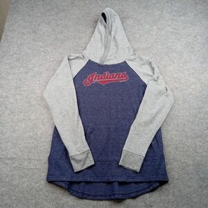 Cleveland Indians Hoodie Mens Large Blue Gray MLB Baseball Pullover Sweatshirt‎
